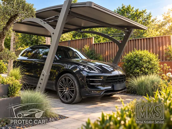 Carport voiture — structure anthracite