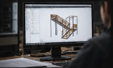 Illustration de principe : visualisation d’un escalier sur un écran de conception