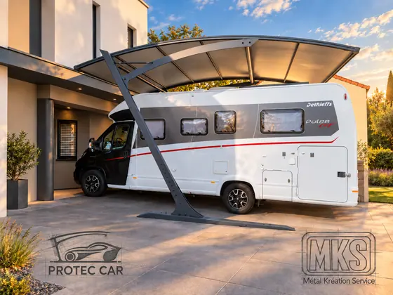 Carport camping-car — structure anthracite